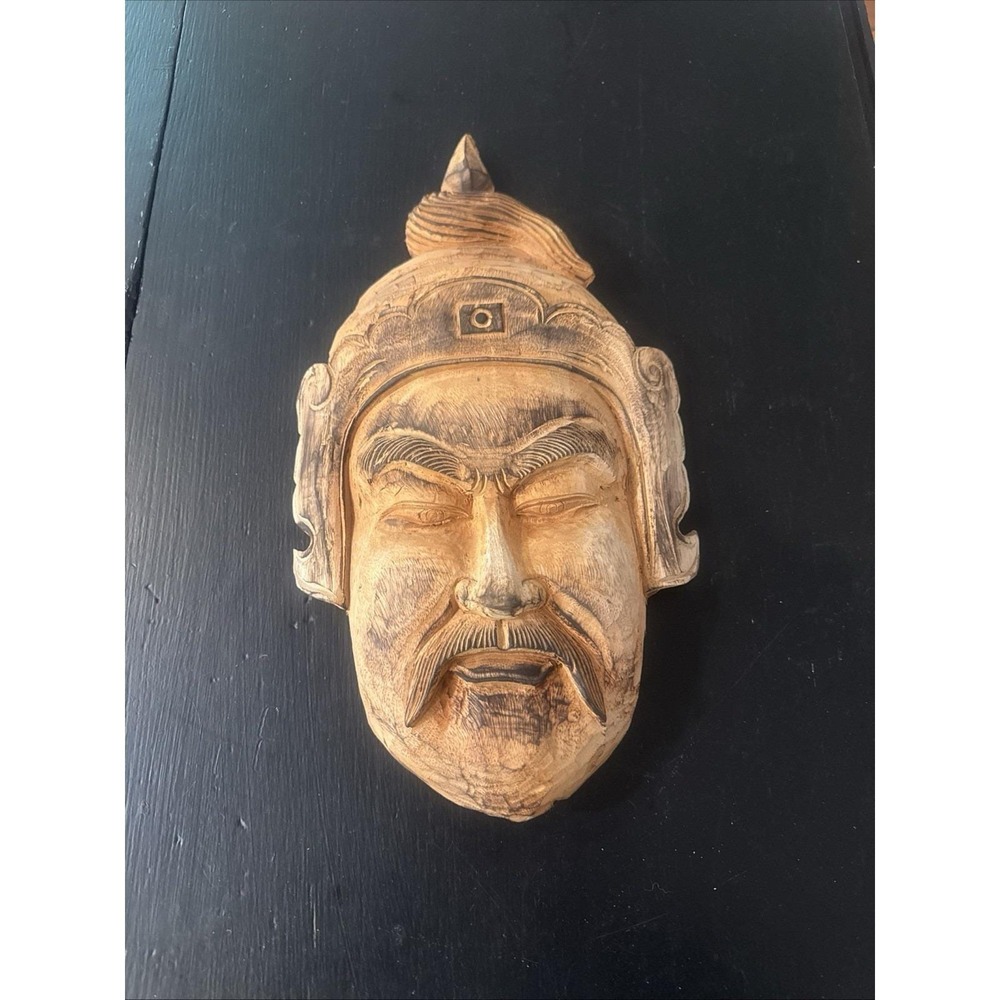 Vintage Hand-carved Solid Wooden Wall Mask Tây Sơn" or "Emperor‎ Quang Trung
